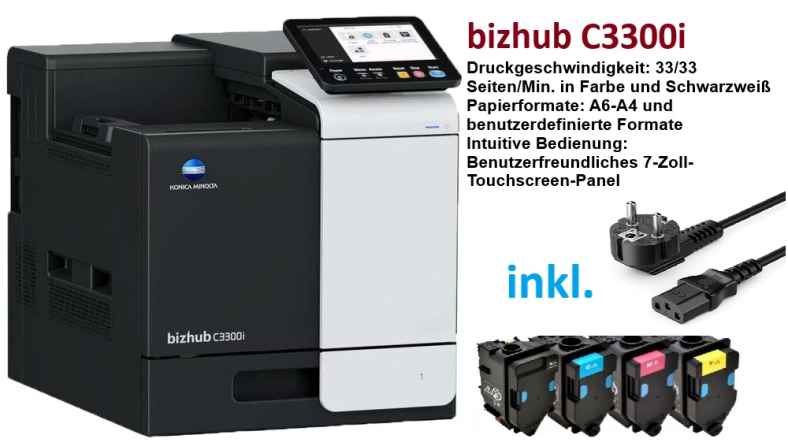 konica, minolta, bizhub, c3300i, farblaserdrucker, netzwerkdrucker